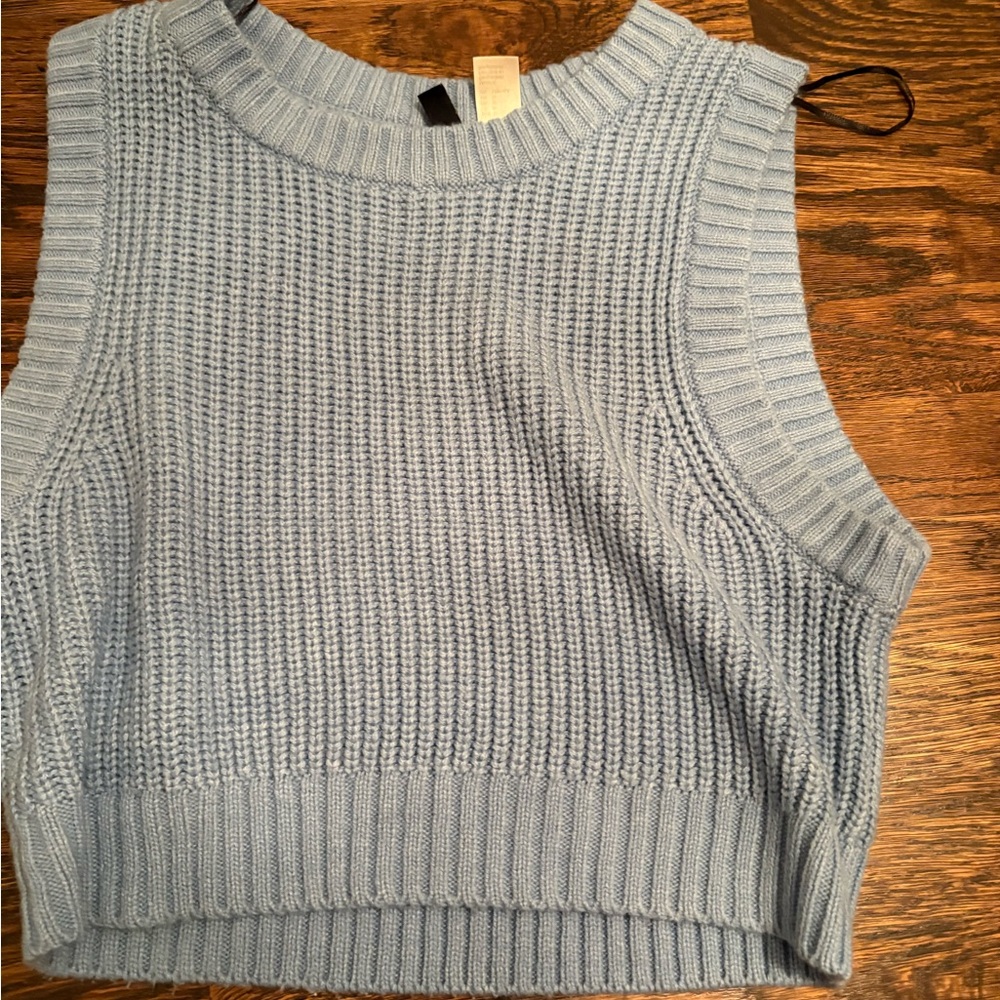 Blue Knit Sleeveless Sweater